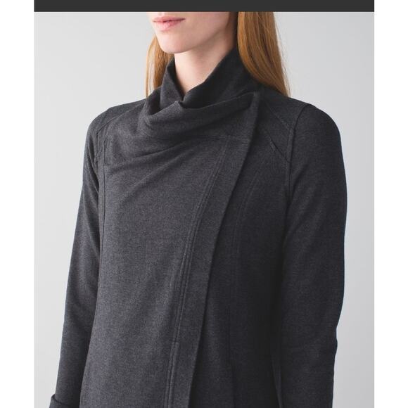 Lululemon Coast Wrap Cardigan Heathered Mod Black Size 6 - Picture 1 of 8
